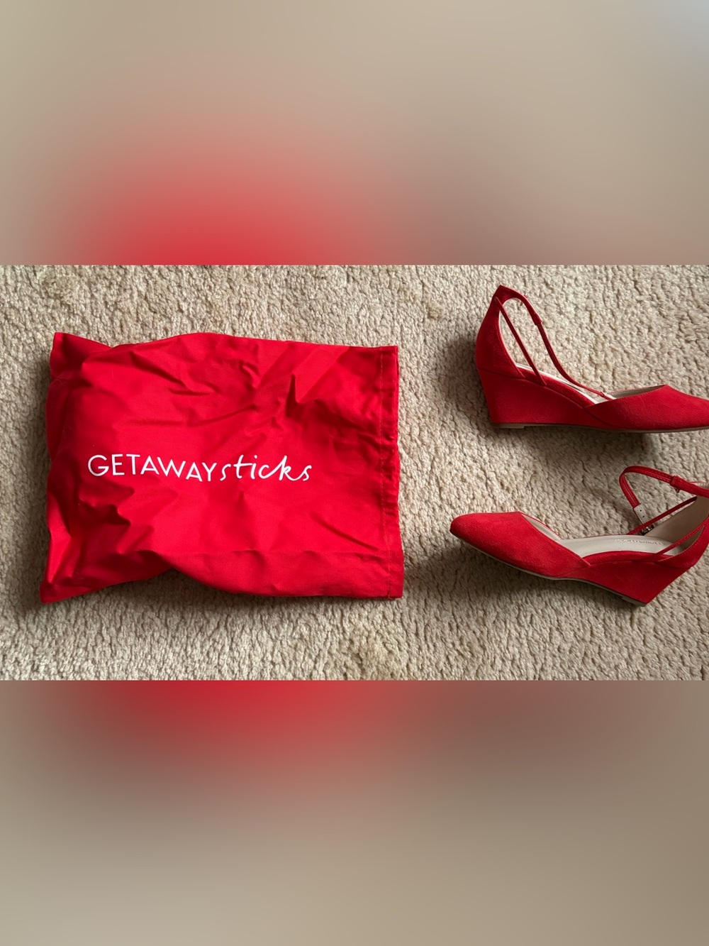 Steffie’s Steffies Getaway Sticks Landmark Lava red wedges shoes 8